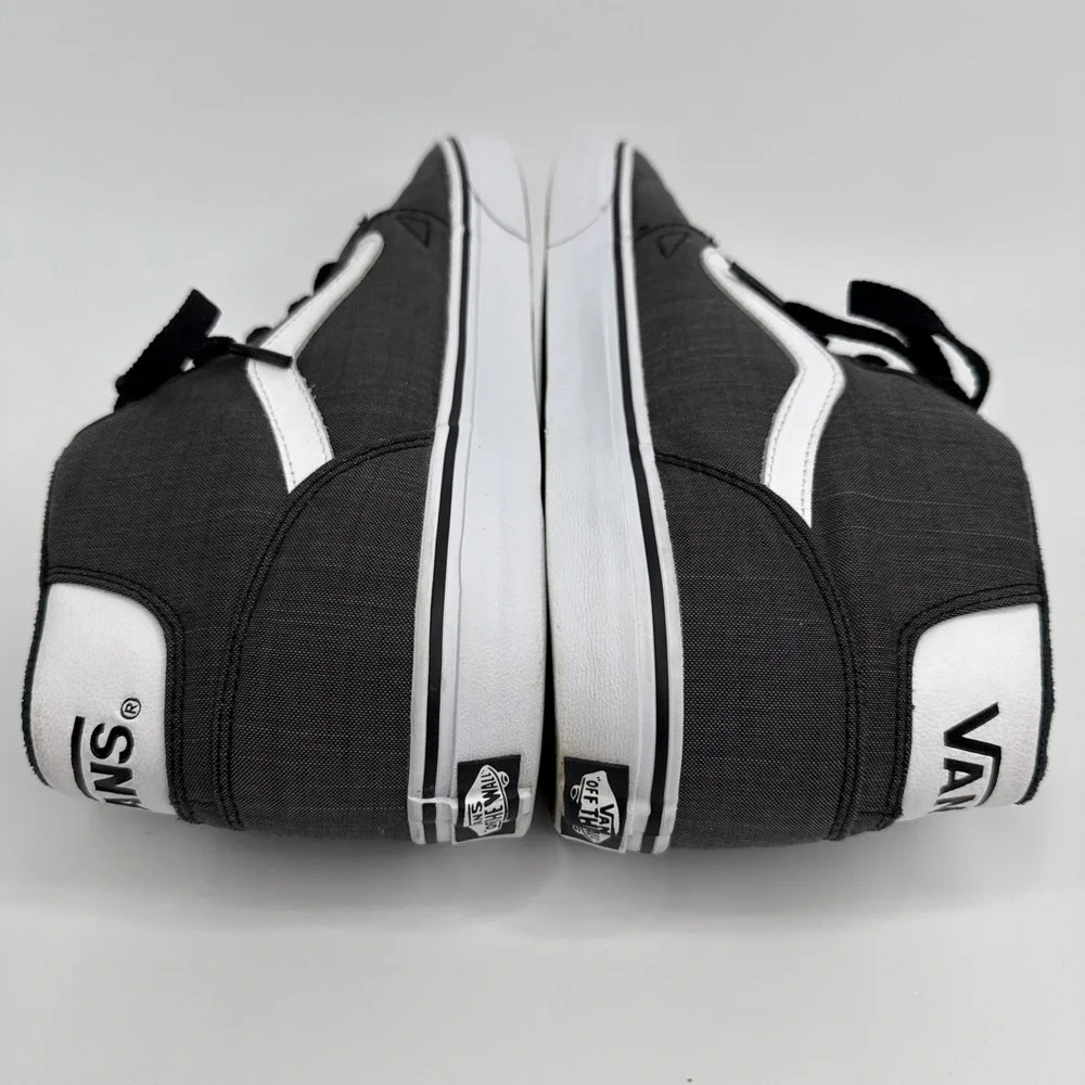 VANS Men's 12 Gray Black Canvas High Top Skateboard Shoes